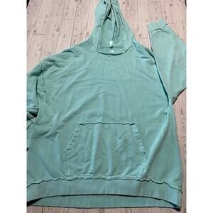 US Apparel Women’s 2X Aqua Short Sleeve Hoodie Pullover Kangaroo Pocket
